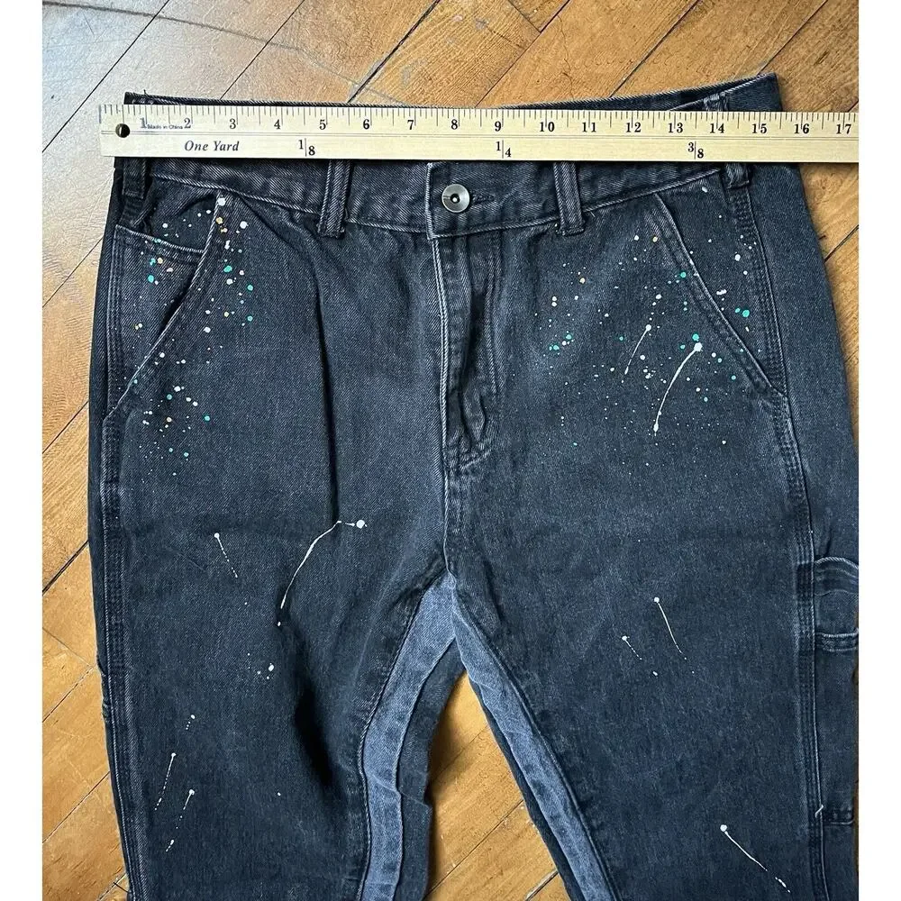Black Icon Paint Splotched Black Jeans Men’s Size 32